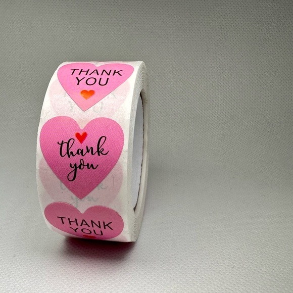 THANK YOU HEART STICKERS ENVELOPE SEALS LABELS STICKERS CRAFTS 1" ROUND - Picture 2 of 5